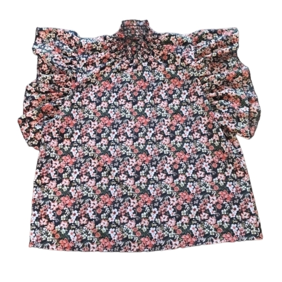 Shein Classic Frilled Neck Flutter Sleeve Ditsy Floral Print Top Size La… - Picture 8 of 9